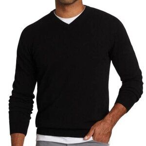 Vince Wool Cotton Cashmere V-Neck Sweater Mens Medium Black